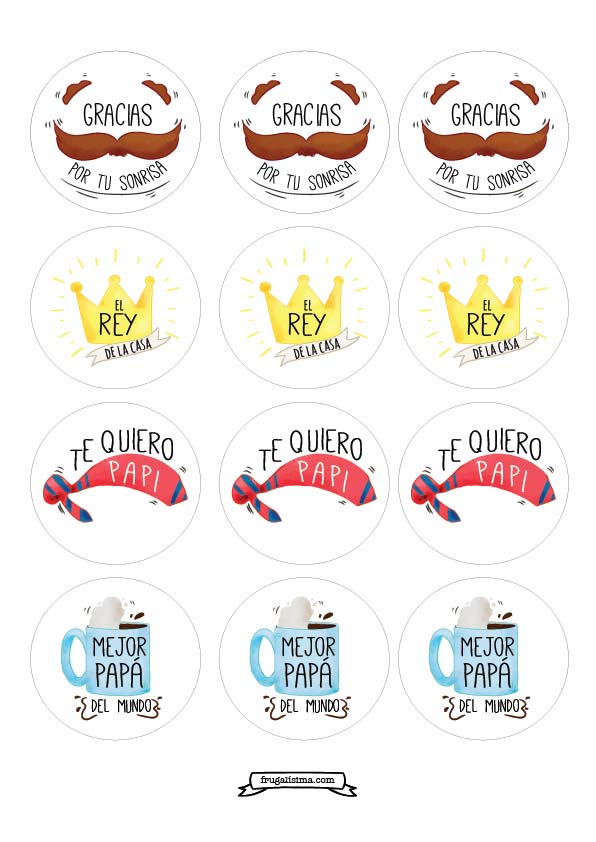 Cupcake toppers Dia del padre - imprimibles gratis - frugalisima