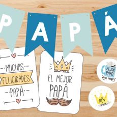 ¡Imprimibles gratis para el Día del Padre! Banderines, tarjetas y toppers