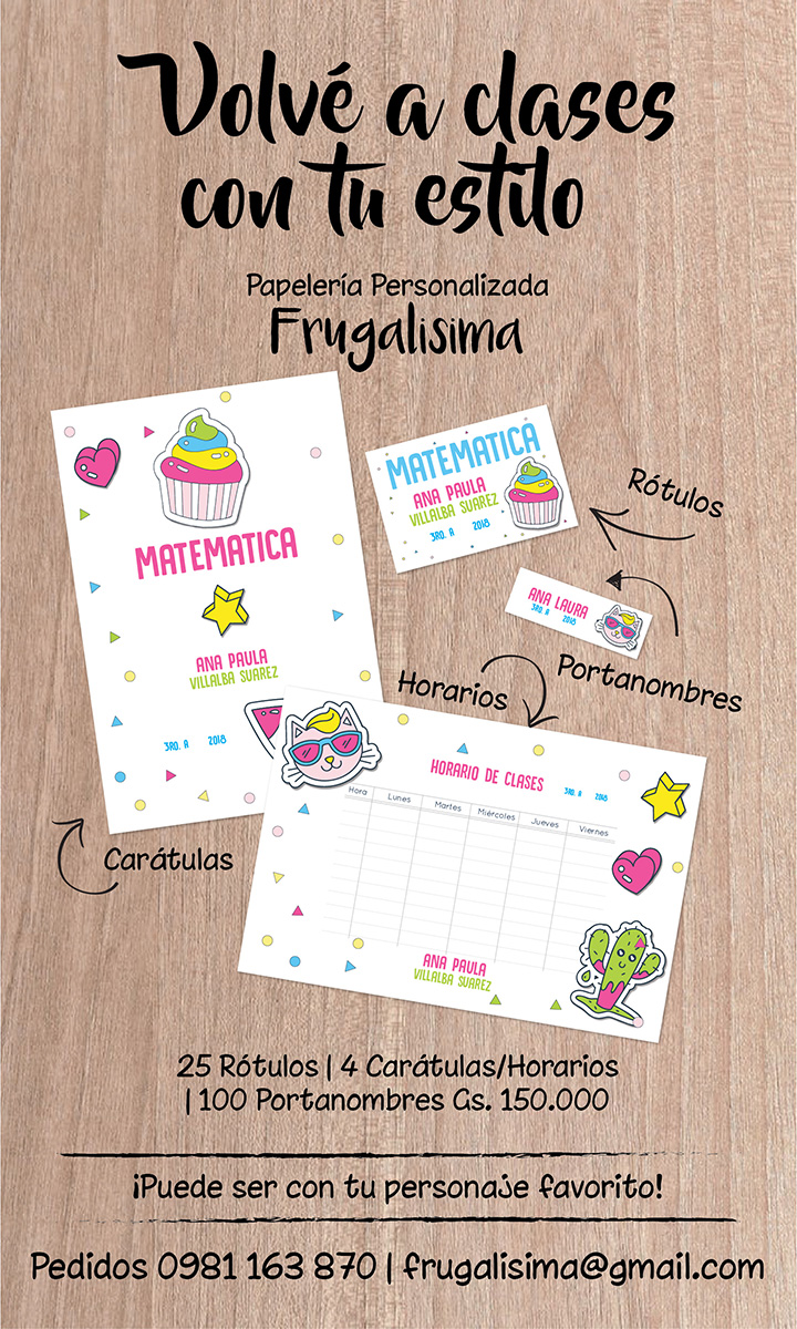 Vuelta a clases - Papelería personalizada de Frugalisima